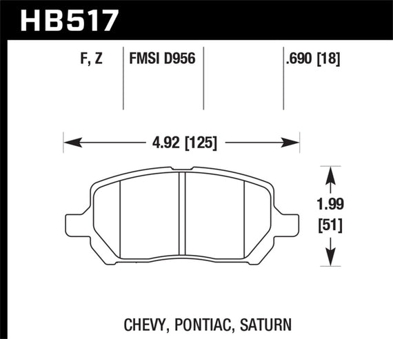 Hawk Pontiac/ Saturn/ Chevrolet Performance Ceramic Street Front Brake Pads HB517Z.690
