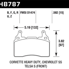 Hawk 15-17 Chevy Corvette Z51 DTC-60 Race Front Brake Pads HB787G.582