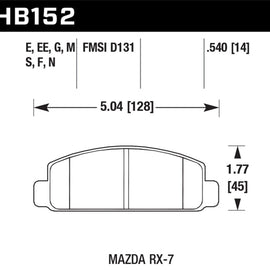 Hawk 84-91 Mazda RX-7 (4 Lug Models) Blue 42 Front Brake Pads HB152EE.540