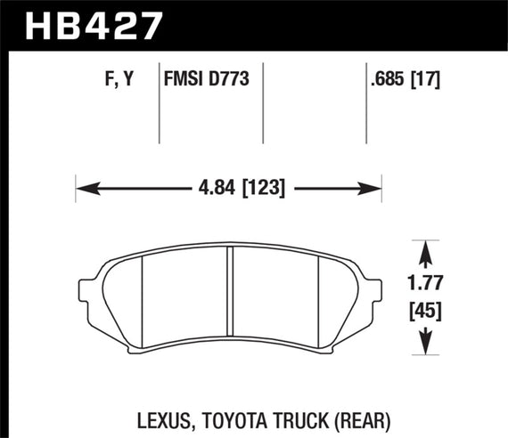 Disc Brake Pad Set-HPS Disc Brake Pad Rear Hawk Perf HB427F.685 HB427F.685