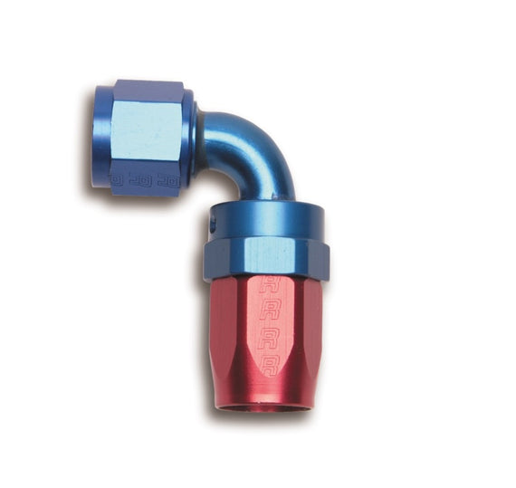 Russell Performance -6 AN Red/Blue 90 Degree Full Flow Swivel Hose End 613160