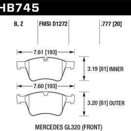 Hawk 05-11 Mercedes-Benz G55 AMG Performance Ceramic Street Front Brake Pads HB745Z.777