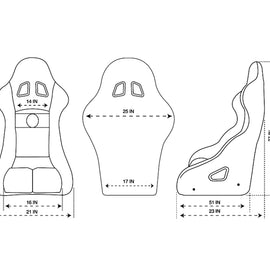 NRG FIA Competition Seat w/Competition Fabric & FIA Homologated Free Driving Position FRP-RS500