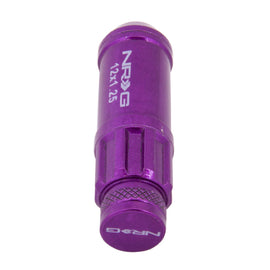 NRG 700 Series M12 X 1.25 Steel Lug Nut w/Dust Cap Cover Set 21 Pc w/Locks & Lock Socket - Purple LN-LS710PP-21