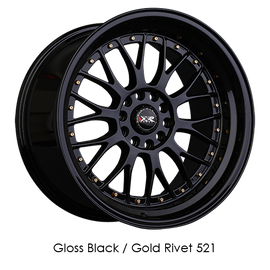 XXR 521 19x8.5 5x114.3/5x120 +25 Black/Gold Rivets Wheel/Rim 521984320