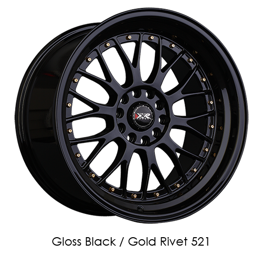 XXR 521 17x7 5x100/5x114.3 +38 Black/Gold Rivets Wheel/Rim 521771020