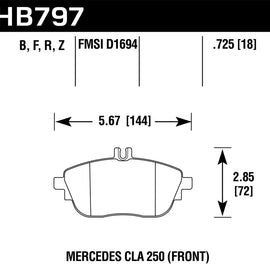 Hawk 17+ Infiniti QX30 HPS Street Front Brake Pads HB797F.725
