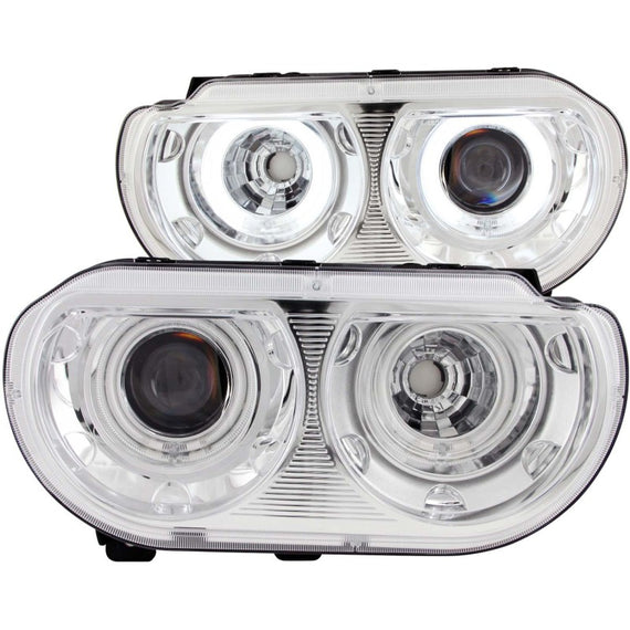 ANZO 2008-2014 Dodge Challenger Projector Headlights w/ Halo Chrome (CCFL) 121307