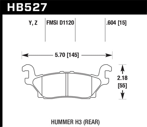 Hb527y.604 Hawk Performance Hb527y.604 Lts Disc Brake Pad Fits 06 10 H3 H3t HB527Y.604