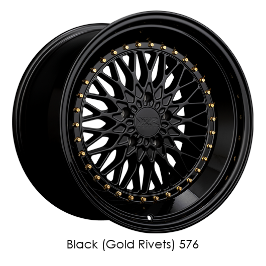 XXR 576 18x9 5x112 +30 Black/Gold Rivets Wheel/Rim 576894420