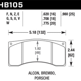 Hawk DTC-80 Brembo/Alcon 25mm Race Brake Pads HB105Q.980