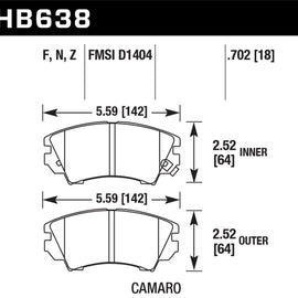 Hawk Camaro V6 HP+ Street Front Brake Pads HB638N.702