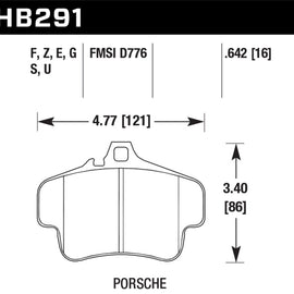 Hawk 98 Porsche 911 Targa Blue 9012 Race Front Brake Pads HB291E.642