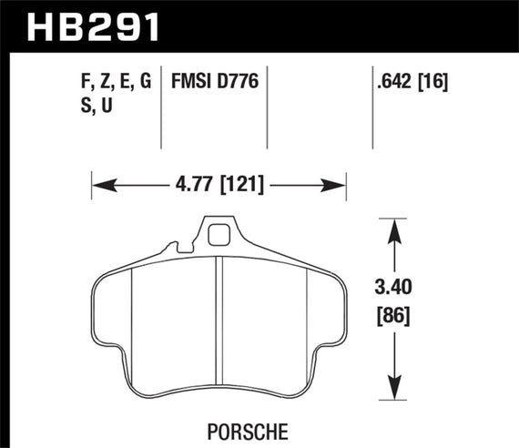 Hawk 98 Porsche 911 Targa Blue 9012 Race Front Brake Pads HB291E.642