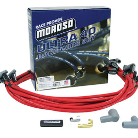 Moroso Chevrolet Small Block Ignition Wire Set - Ultra 40 - Unsleeved - HEI - Under Header - Red 73686