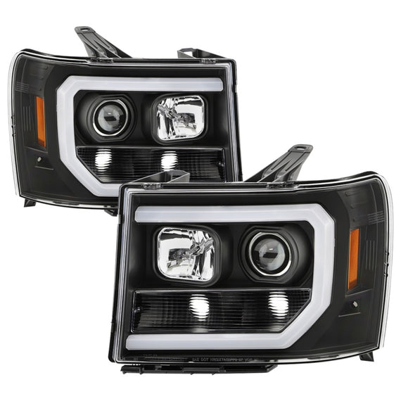 Spyder 07-13 GMC Sierra 1500-3500 Ver 2 Proj Headlights - DRL LED - All Blk PRO-YD-GS07V2-LBDRL-BKV2 5086037