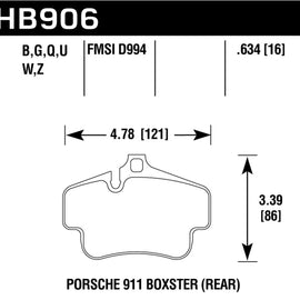 Hawk 02-10 Porsche 911 HPS 5.0 Rear Brake Pads HB906B.634