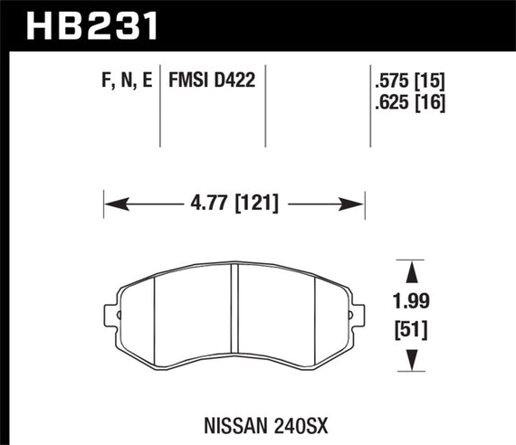 Hawk 89-93 240SX LE & SE (non-ABS) & Base / 94-96 240SX SE & Base Blue 9012 Race HB231E.625