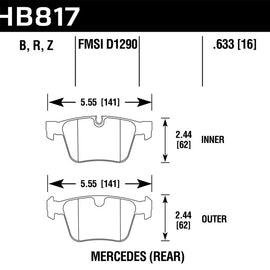 Hawk 08-14 Mercedes-Benz CL63 AMG/CL65 AMG Performance Ceramic Street Rear Brake Pads HB817Z.633