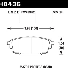 Hawk 01-03 Mazda Protege / 02-03 Mazda Protege5 Blue 9012 Race Rear Brake Pads HB436E.535