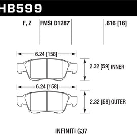 Hawk Ceramic Performance Front Brake Pads for Infiniti G35 G37 Q60 Sport IPL HB599Z.616