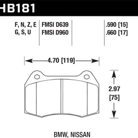 Hawk 95-02 Nissan Skyline GT-R (R33/R34) DTC-60 Race Front Brake Pads HB181G.590