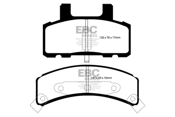 EBC 97-99 Cadillac Deville 4.6 (Rear Drums) Greenstuff Front Brake Pads DP21273