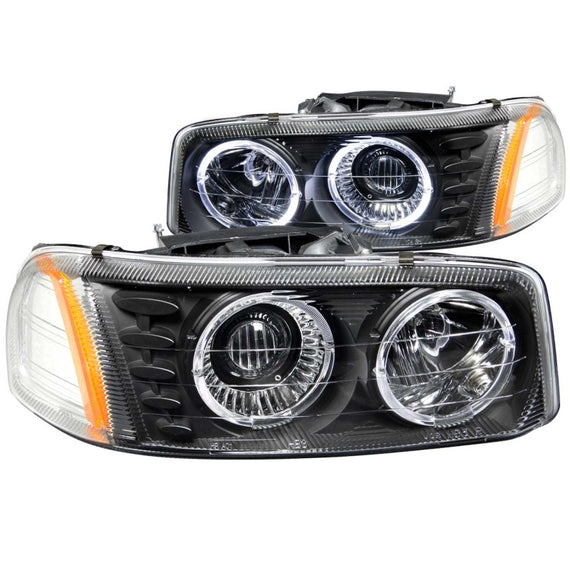 ANZO 1999-2006 GMC Sierra 1500 Projector Headlights w/ Halo Black 111192