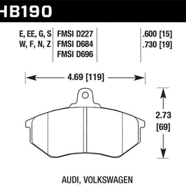 Hawk 80-87 Audi 5000 HT-10 Compound Front Brake Pads HB190S.730