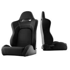 Xtune Evo9 Style Racing Seat Pu (Double Slider) Black/Black Passenger Side RST-EVO9-01-BK-PA 9933806