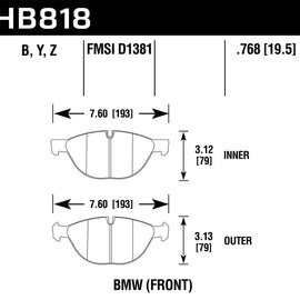 Hawk 11-17 BMW X5 xDrive / 08-17 BMW X6 xDrive LTS Street Front Brake Pads HB818Y.768