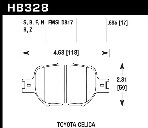 Hawk Performance HB328S.685 HT-10 Disc Brake Pad Fits 01-10 Celica tC HB328S.685