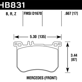 Hawk 13-17 Mercedes-Benz SL550 Performance Ceramic Street Front Brake Pads HB831Z.667