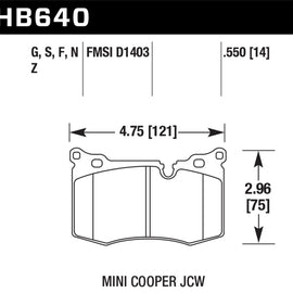 Hawk 09-10 Mini Cooper Performance Ceramic Street Front Brake Pads HB640Z.550