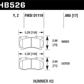 Hawk 08-10 Hummber H3/H3T Performance Ceramic Street Front Brake Pads HB526Z.665