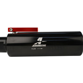 Aeromotive In-Line AN-12 Filter w/Shutoff Valve 100 Micron SS Element - Black Anodize Finish 12332