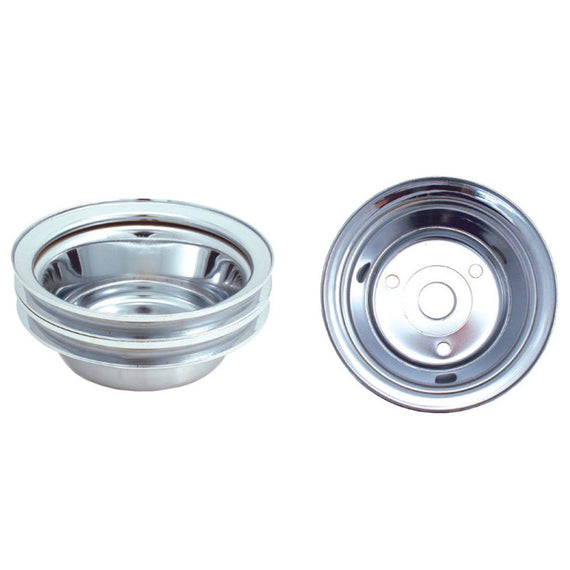 Spectre SB Chevy (w/Long Water Pump) Double Lower Groove Crankshaft Pulley - Chrome 4438