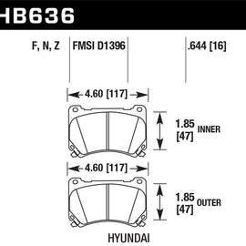Hawk 09-10 Hyundai Genesis Sedan V8 HP+ Street Front Brake Pads HB636N.644
