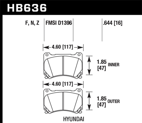 Hawk 09-10 Hyundai Genesis Sedan V8 HP+ Street Front Brake Pads HB636N.644