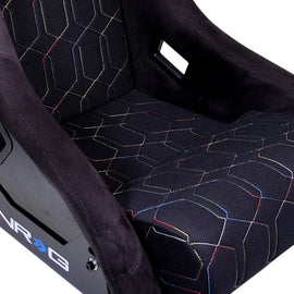 NRG FRP Bucket Seat (Black w/ Multi Color Geometric Pattern) - Large FRP-300-MGEO-BK