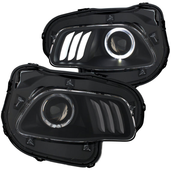 Anzo Projector Headlights Black Clear LED Halo For 14-18 Jeep Cherokee #111353 111353