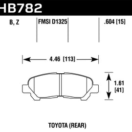 Hawk 08-13 Toyota Highlander Performance Ceramic Street Rear Brake Pads HB782Z.604