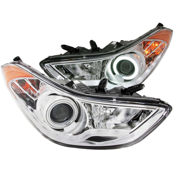ANZO 2011-2014 Hyundai Elantra Projector Headlights w/ Halo Chrome (CCFL) 121455