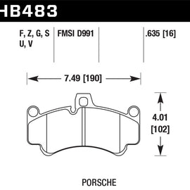 Hawk 06-12 Porsche 911 (997) Carrera 4S / 07-12 Porsche 911 (997) Turbo DTC-50 Race Front Brake Pads HB483V.635