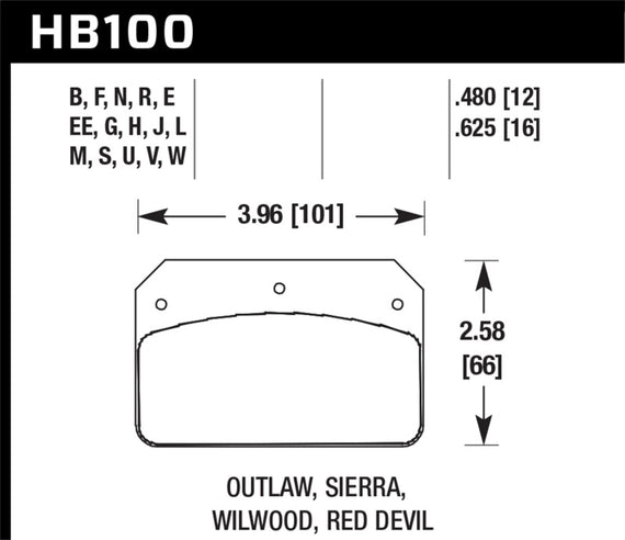 Hawk Wilwood Dynalite Caliper 12mm Street HT-10 Brake Pads HB100S.480