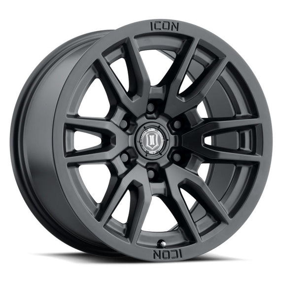 ICON Vector 6 17x8.5 6x5.5 0mm Offset 4.75in BS 106.1mm Bore Satin Black Wheel 2417858347SB