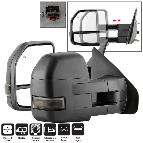 xTune 04-14 Ford F-150 Heated LED Telescoping Mirrors - Smoke (Pair) (MIR-FF15009S-G4-PWH-SM-SET) 9943089