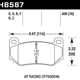 Hawk DTC-80 AP Racing 16mm Race Brake Pads HB587Q.630