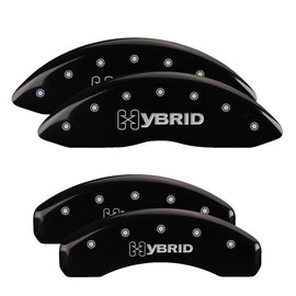 MGP 4 Caliper Covers Engraved Front & Rear GM Style/Hybrid Black finish silver ch 34006SHYBBK