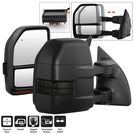 xTune 08-15 Ford F-250 SD Heated Adj LED Signal Power Mirror - Smk (MIR-FDSD08S-G4-PW-RSM-SET) 9943126